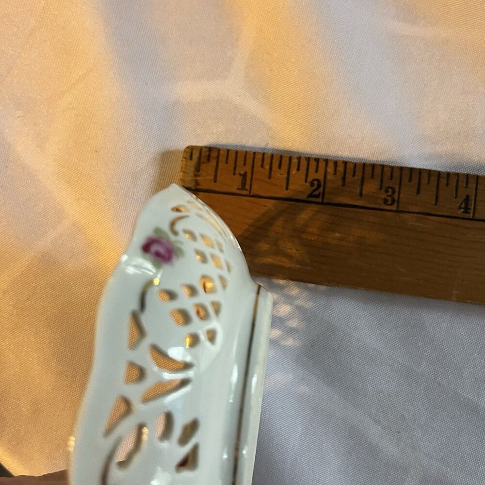 Vintage Schumann Arzberg Bavaria Reticulated Floral Trinket Bowl No Chips - Picture 8 of 8